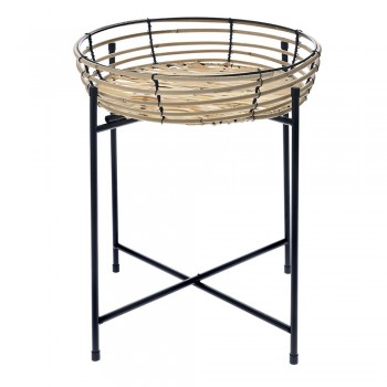 ΤΡΑΠΕΖΑΚΙ ΜΕ ΨΑΘΙΝΟ ΔΙΣΚΟ ΚΑΙ ΜΑΥΡΑ ΜΕΤΑΛΛΙΚΑ ΠΟΔΙΑ Φ38Χ45ΕΚ