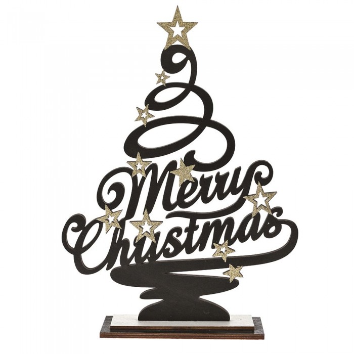 ΜΑΥΡΟ ΞΥΛΙΝΟ ΔΕΝΤΡΟ MERRY CHRISTMAS 26Χ6Χ36ΕΚ