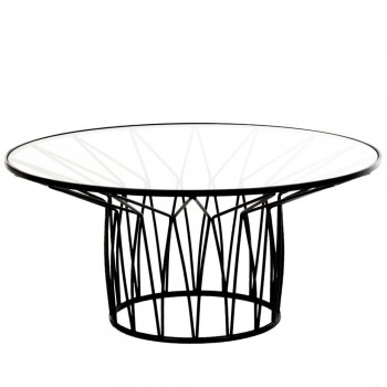 ΜΑΥΡΟ ΜΕΤΑΛΛΙΚΟ ΤΡΑΠΕΖΙ ΜΕ ΓΥΑΛΙΝΗ ΕΠΙΦΑΝΕΙΑ 85Χ85Χ40ΕΚ.