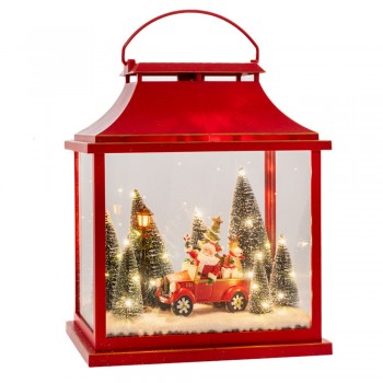 ΚΟΚΚΙΝΟ ΠΛΑΣΤΙΚΟ ΦΩΤΙΖΟΜΕΝΟ ΦΑΝΑΡΙ LED ΦΩΣ ΜΕ ΑΗ ΒΑΣΙΛΗ 30Χ16Χ36ΕΚ