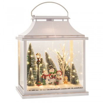 ΛΕΥΚΟ ΠΛΑΣΤΙΚΟ ΦΩΤΙΖΟΜΕΝΟ ΦΑΝΑΡΙ ΜΕ ΧΙΟΝΑΝΘΡΩΠΟ 30Χ16Χ36ΕΚ