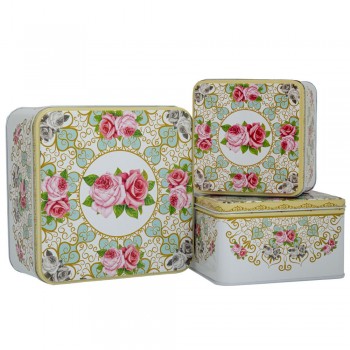 ΣΕΤ 3 ΜΕΤΑΛΛΙΚΑ ΤΕΤΡΑΓΩΝΑ ΚΟΥΤΙ ΜΕ ΛΟΥΛΟΥΔΙΑ 17Χ17Χ9  14Χ14Χ8  12Χ12Χ7ΕΚ